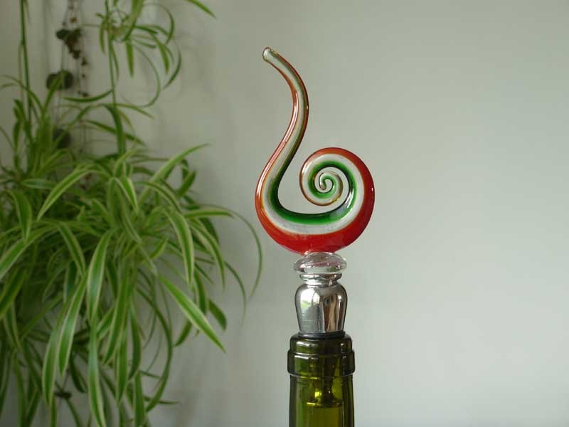 Bouchon de bouteille en pâte de verre et inox