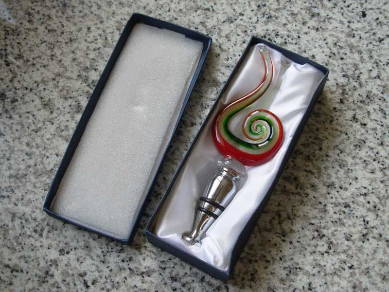 Bouchon de bouteille en pâte de verre et inox