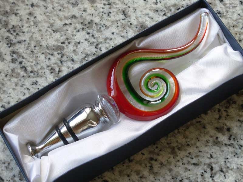 Bouchon de bouteille en pâte de verre et inox