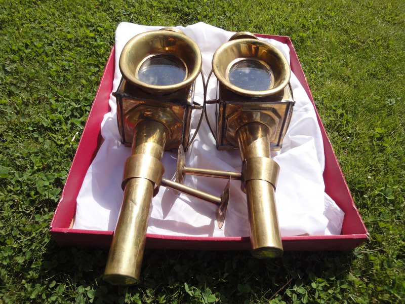Paire d anciennes lampes de fiacre, calche, en laiton