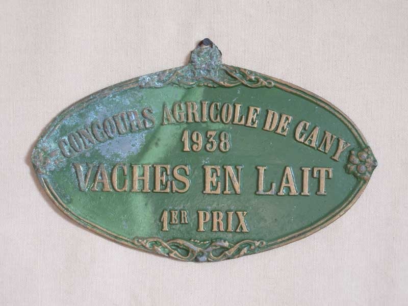 Plaque de concours agricole vaches 1938