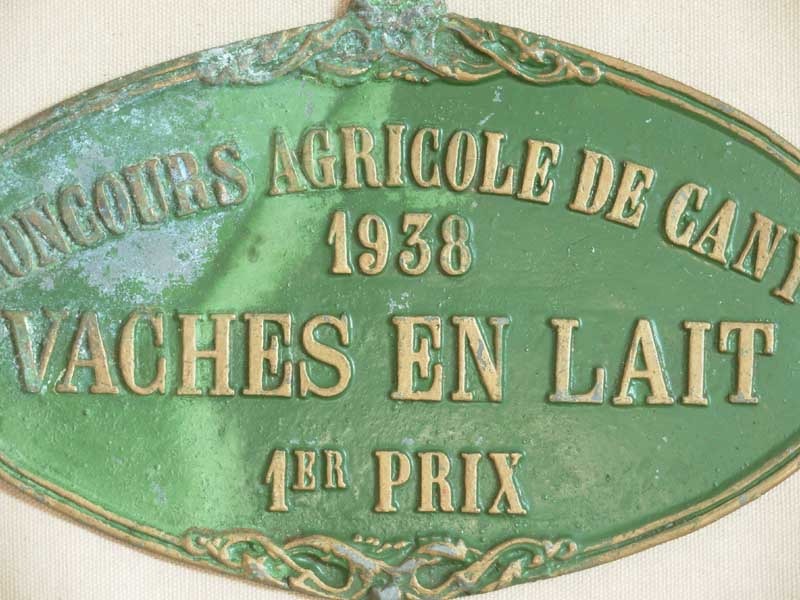 Plaque de concours agricole vaches 1938